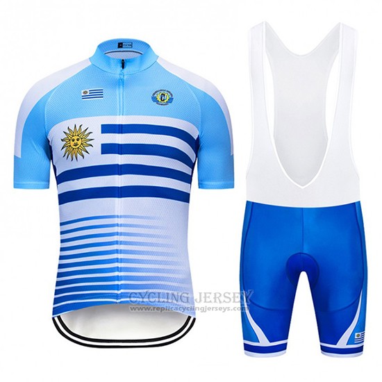 2019 Cycling Jersey Uruguay Blue White Short Sleeve and Bib Short